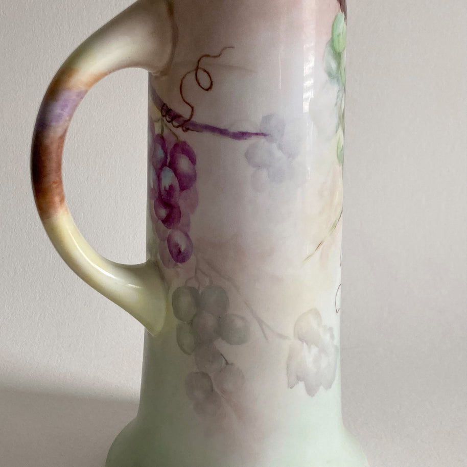 Antique Imperial Austria Porcelain Pitcher: Hand-Painted Grape Motif, 1914-1918
