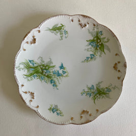 Antique Limoges Porcelain Plate: Hand-Painted Floral, Gold Detail