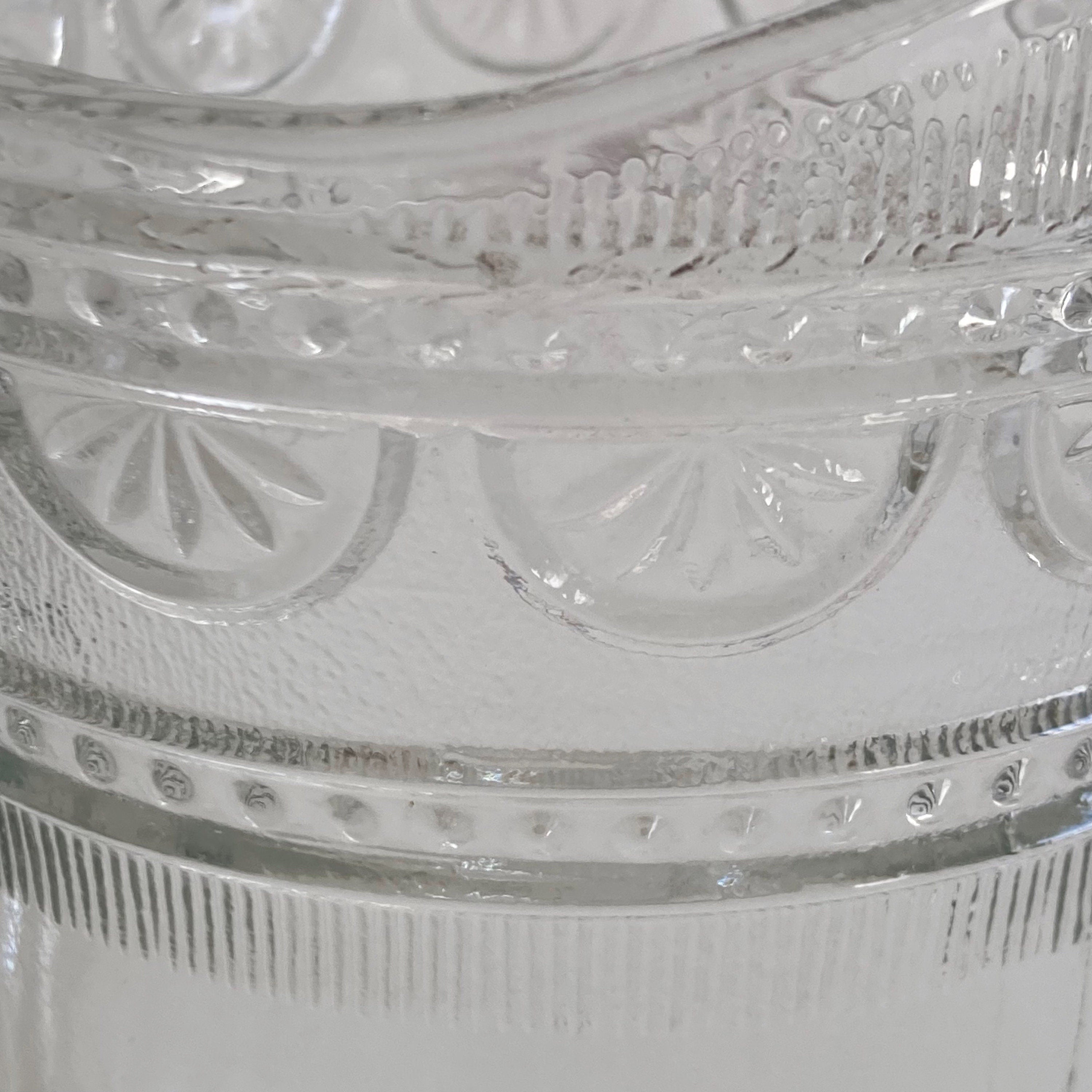 Antique EAPG Glass Pitcher: Scrollwork Patterned Creamer, 1890s