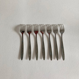 Vintage Mid Century Modern Stainless Steel Cocktail Forks - Set of 7
