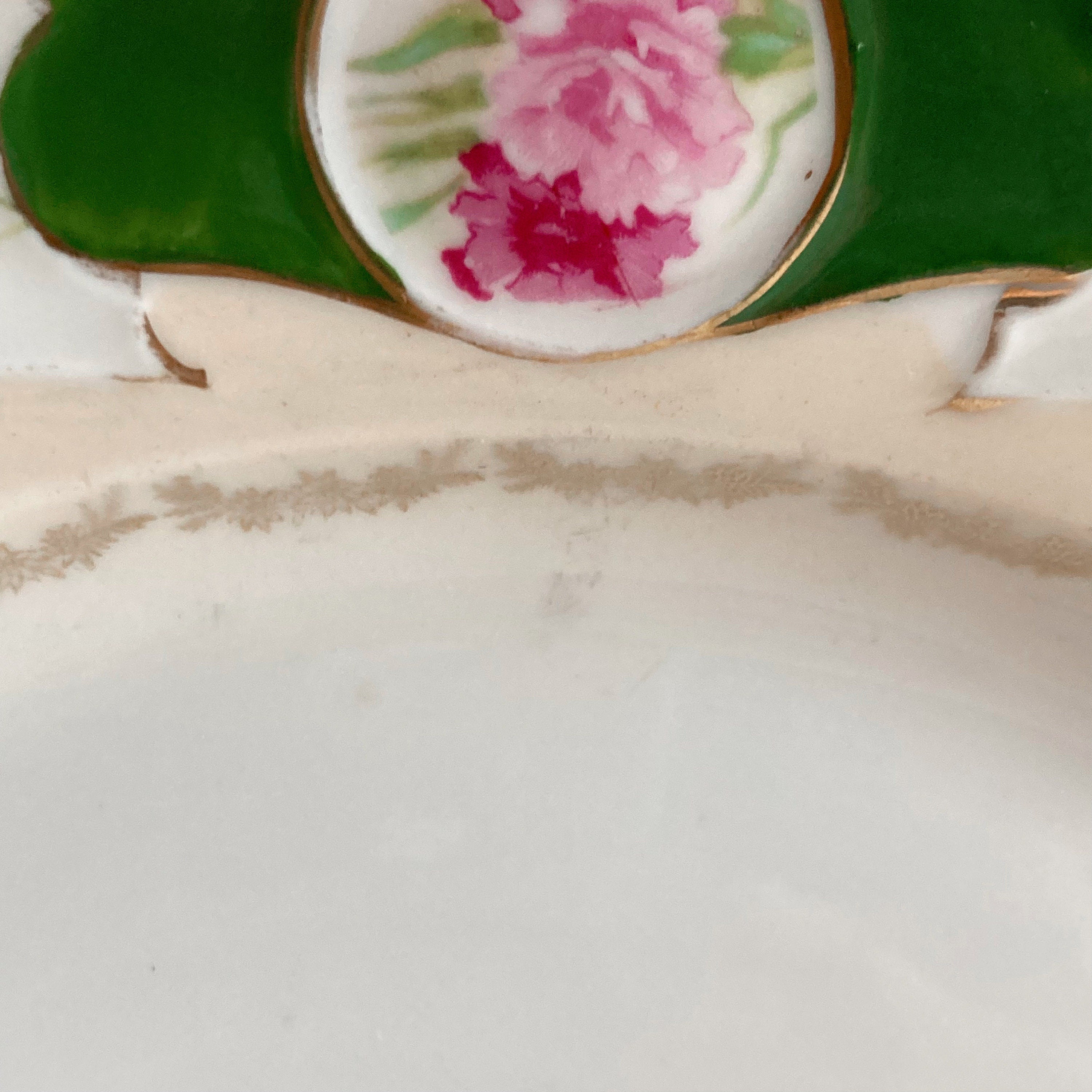 Antique M.Z. Austria Display Plate: Pink & Green Floral, Scalloped Rim