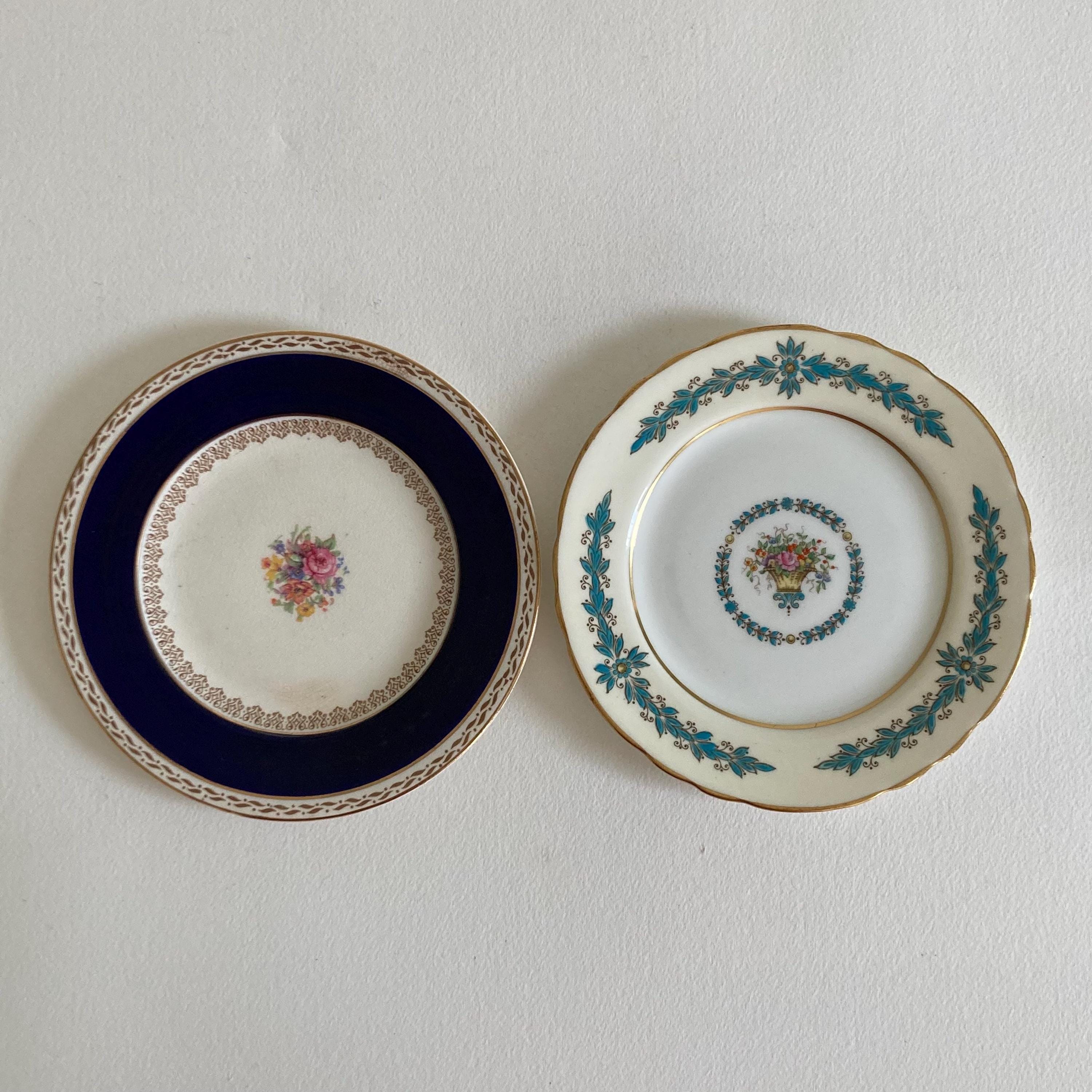 Set of 2 Bread & Butter Plates - Crown Ducal Empress Pattern - Aynsley Cambridge Scalloped Pattern - Made in England - Decorative Plates