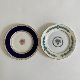 Set of 2 Bread & Butter Plates - Crown Ducal Empress Pattern - Aynsley Cambridge Scalloped Pattern - Made in England - Decorative Plates