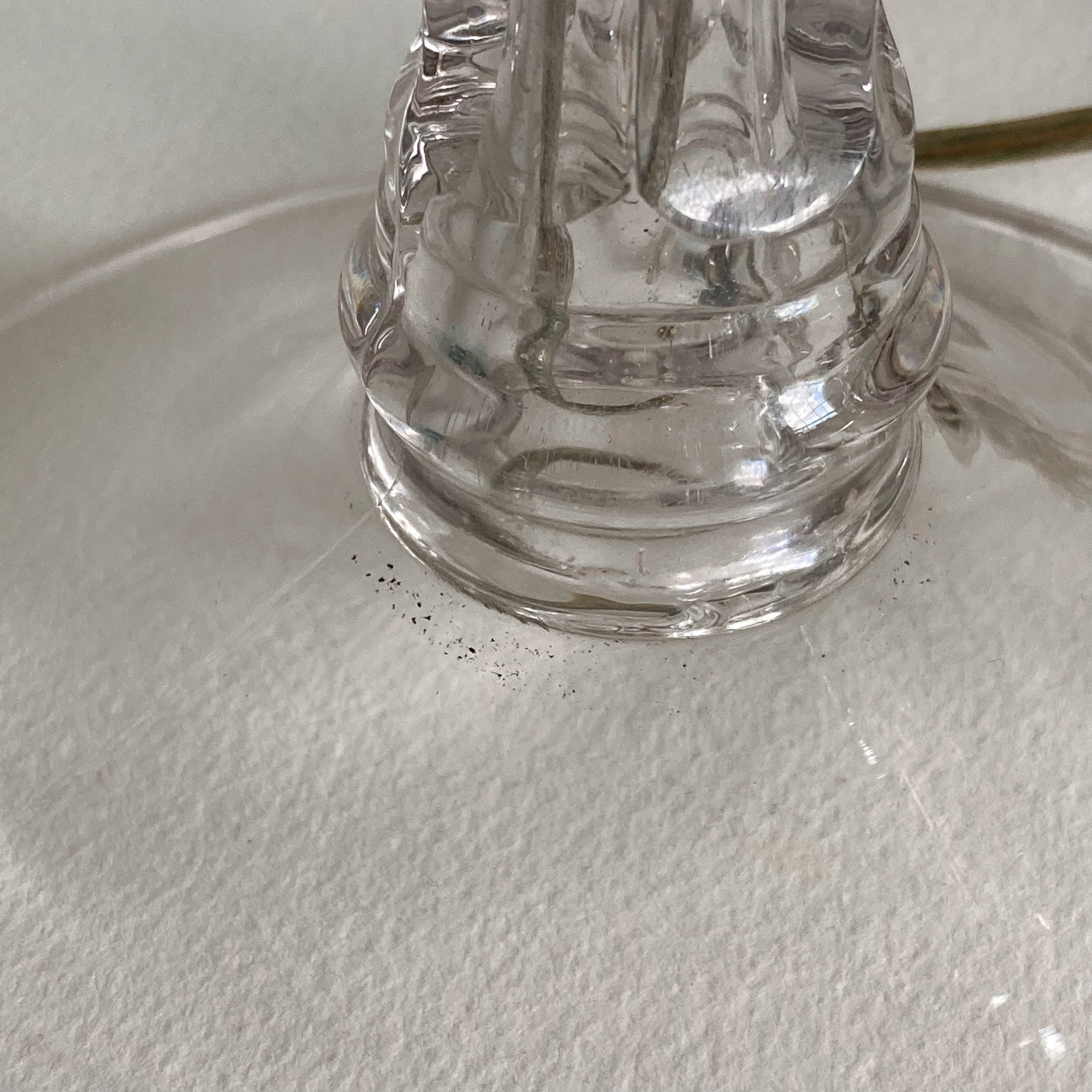 Vintage Clear Glass Table Lamps: Geometric Stem Design, Set of 2