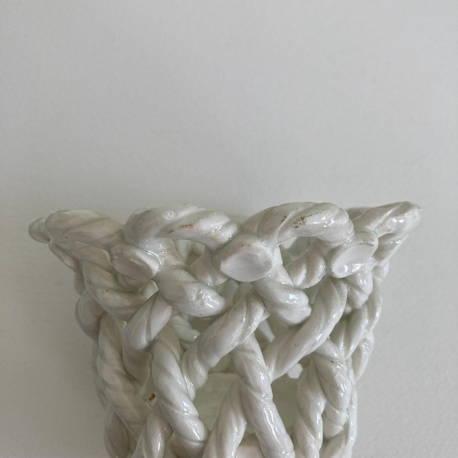 Vintage Goodfriend Ceramic Planter: Twisted Rope Design, High Gloss Glaze
