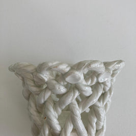 Vintage Goodfriend Ceramic Planter: Twisted Rope Design, High Gloss Glaze