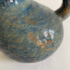 Artist Signed Studio Pottery Teapot: Mottled Blue Green Glaze, 20th Century