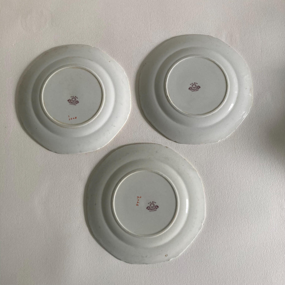 1920s Whieldon Ware Plates (Set of 3): Old Bow Bird & Floral Motif