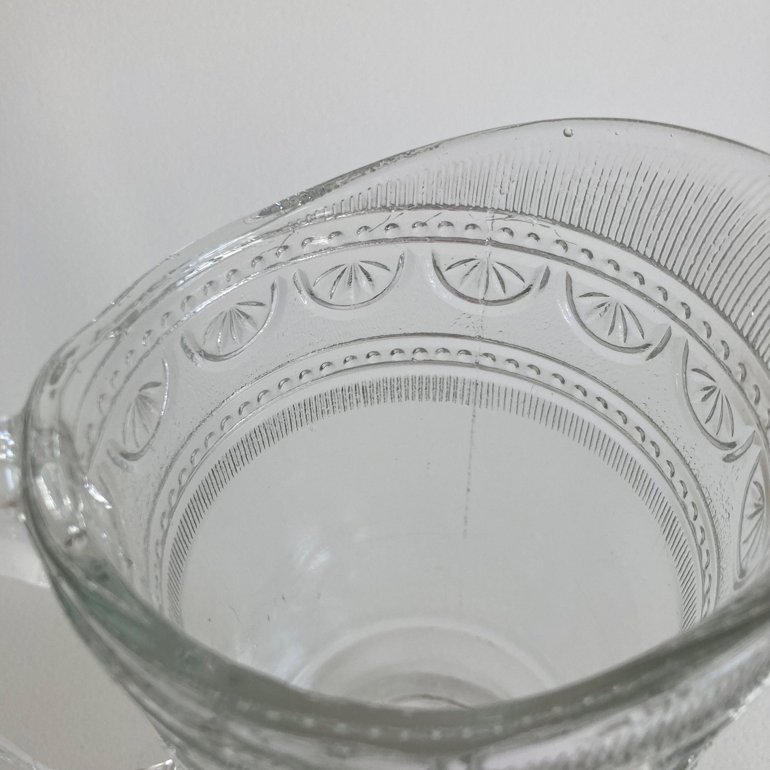Antique EAPG Glass Pitcher: Scrollwork Patterned Creamer, 1890s