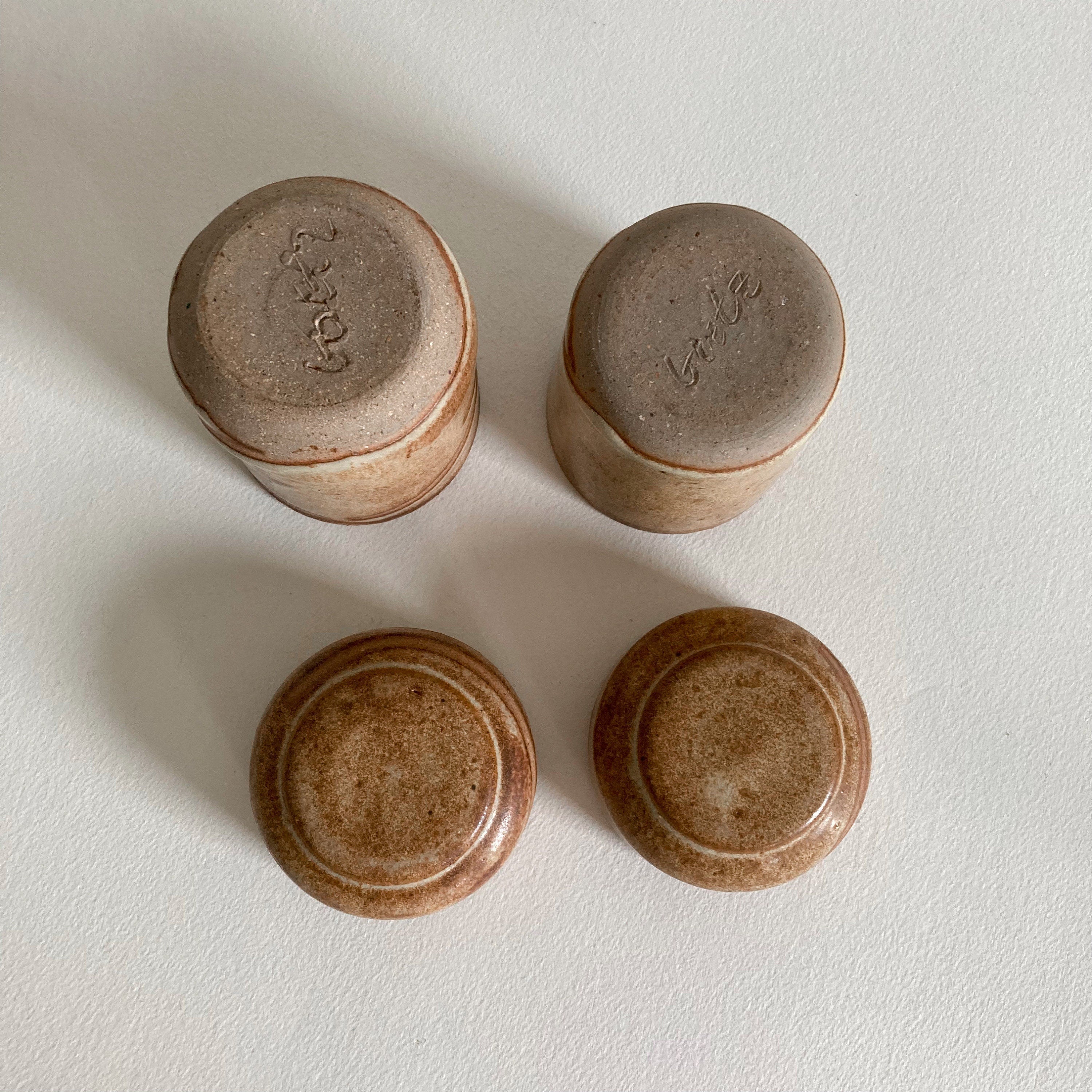 Artist Signed Ceramic Lidded Jars: Handmade Studio Pottery, Set of 2