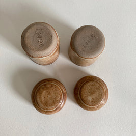 Artist Signed Ceramic Lidded Jars: Handmade Studio Pottery, Set of 2