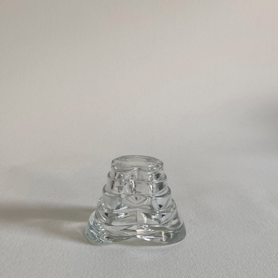 Italian Glass Candle Votive: Clover Shape, Ribbed Profile