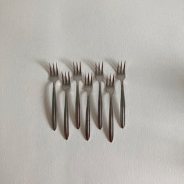 Vintage Mid Century Modern Stainless Steel Cocktail Forks - Set of 7