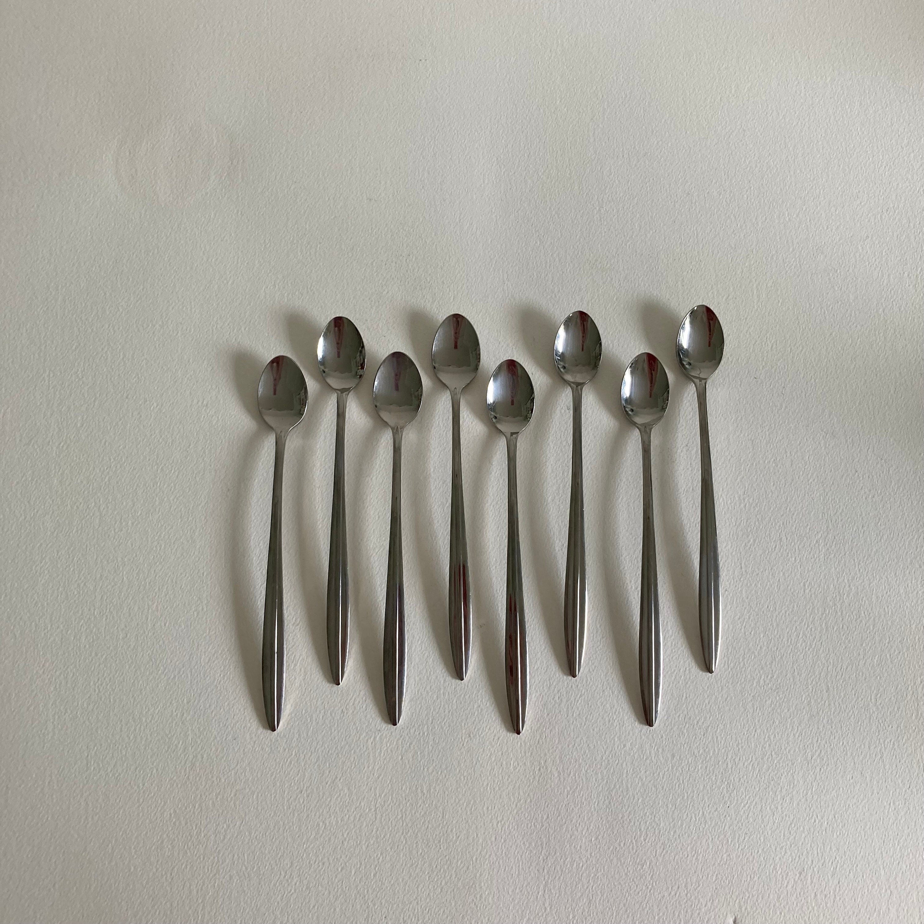 Vintage Mid-Century Modern Stainless Steel Ice Tea Spoons - Set of 8