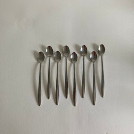Vintage Mid-Century Modern Stainless Steel Ice Tea Spoons - Set of 8
