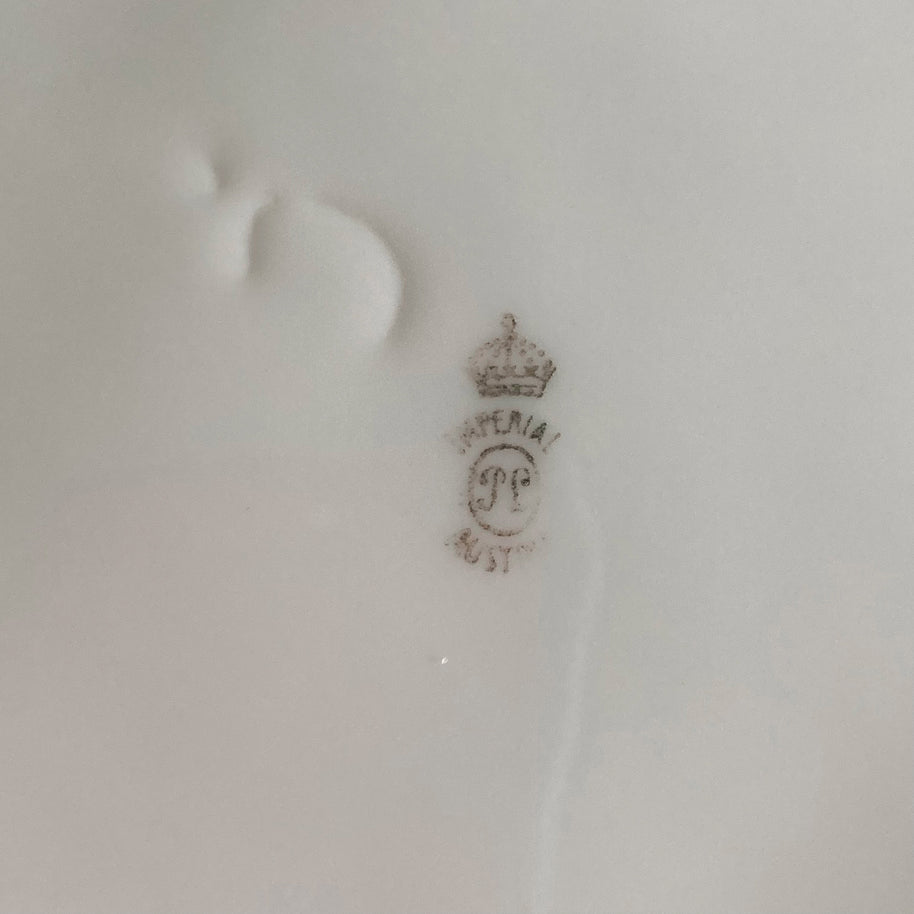 Antique Imperial Austria Porcelain Pitcher: Hand-Painted Grape Motif, 1914-1918