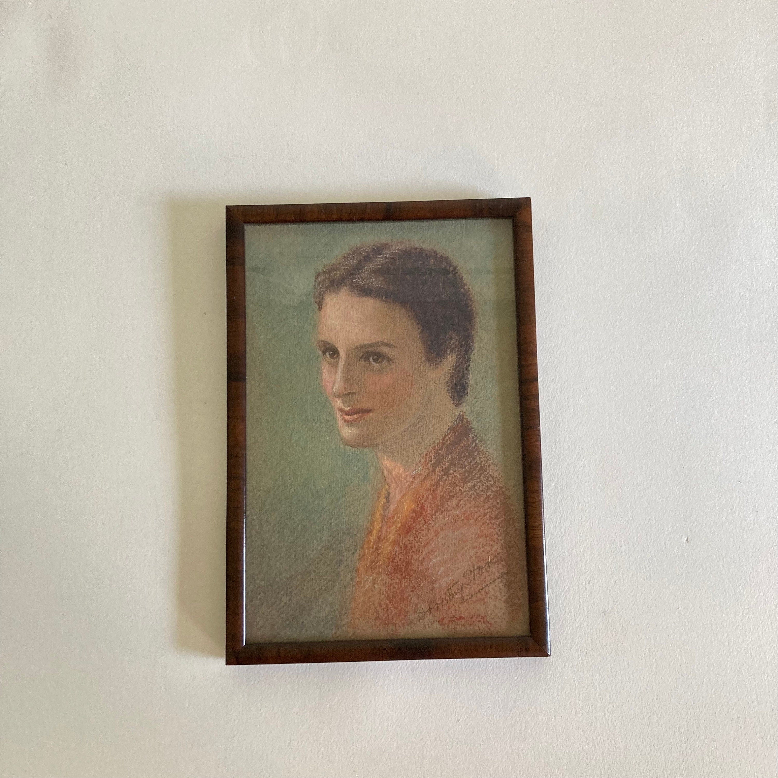 Dorothy Stone Attributed Pastel Portrait: 1930s/ 1940s Woman, Framed Art