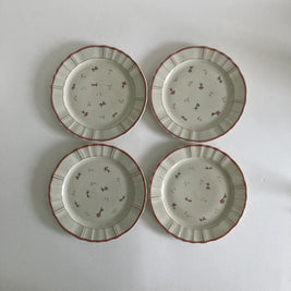 Vintage Limoges France Porcelain Salad Luncheon Plates - Set of 4 - Floral & Gold