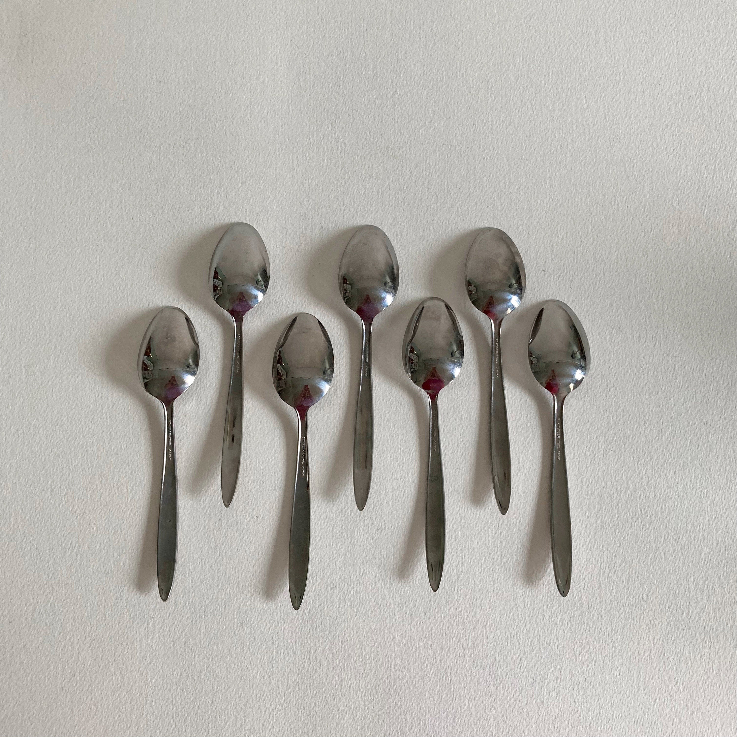 Vintage Mid Century Modern Teaspoons - Set of 7 - Japanese Stainless Steel
