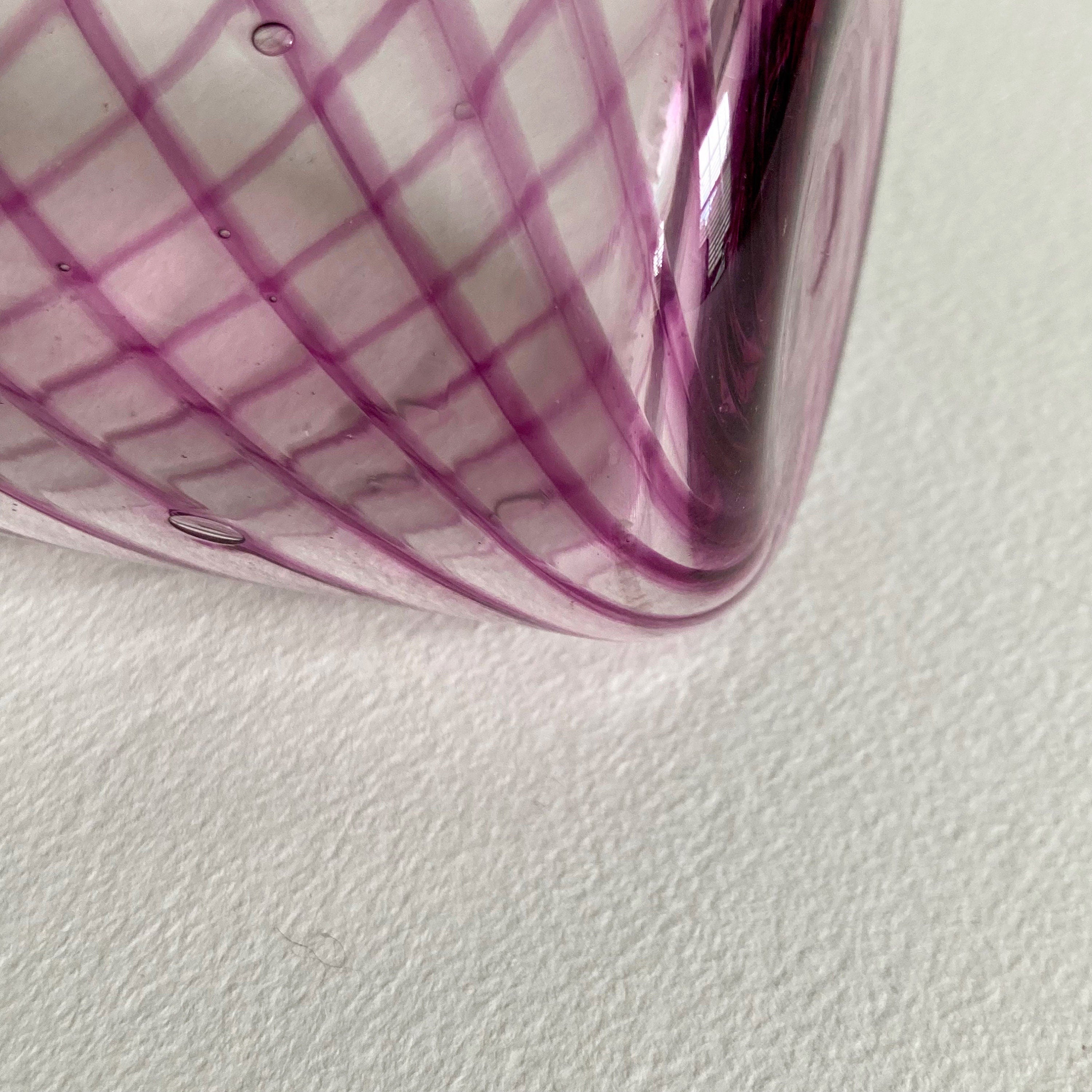Blown Glass Vase: Purple Swirl, Polished Pontil - Modernist Style
