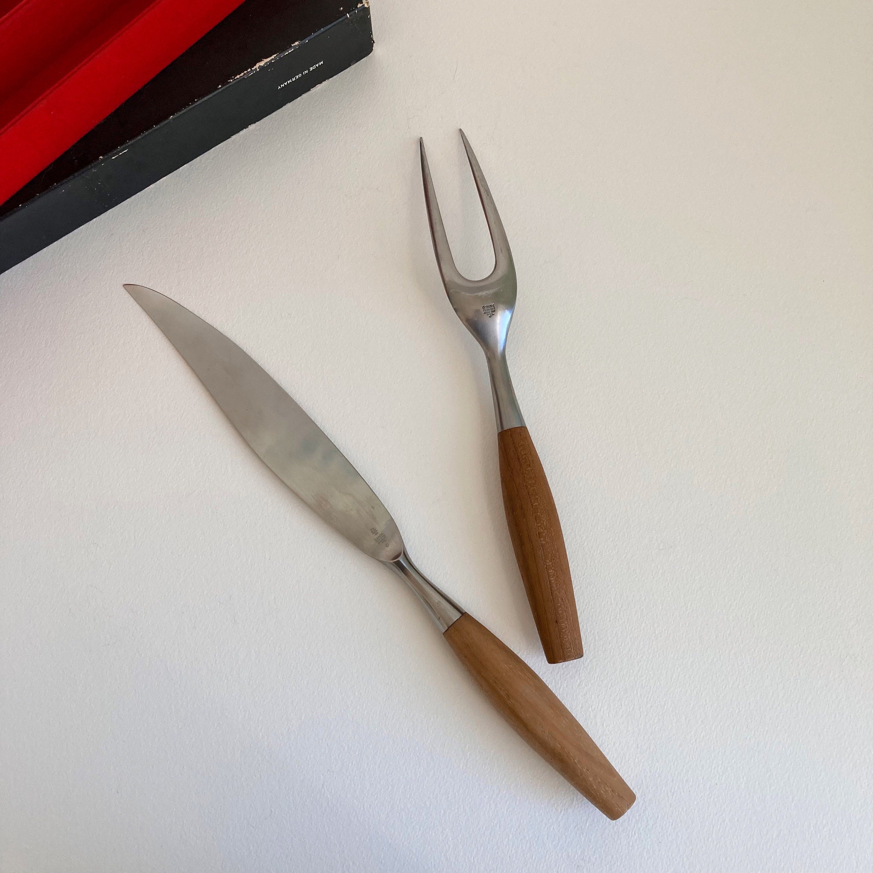 Vintage Dansk Fjord Carving Set: Teak Handle, Germany, Original Box