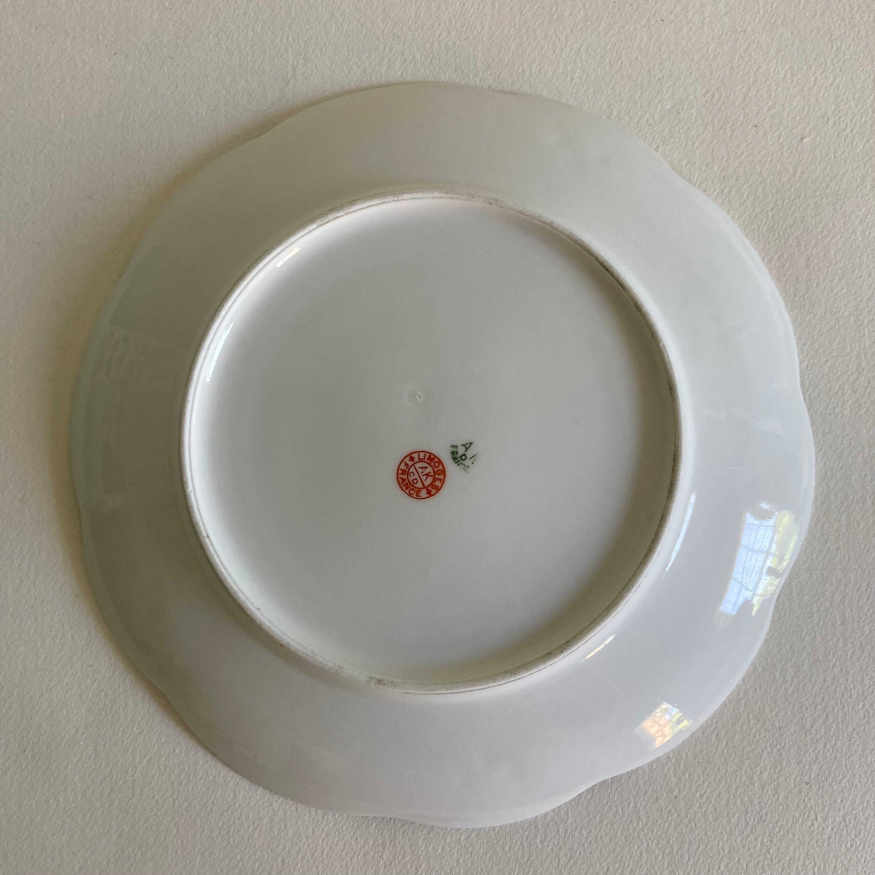 Antique Limoges Porcelain Plate: Hand-Painted Floral, Gold Detail