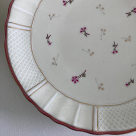 Pair of Vintage Limoges Pedestal Plates: French Porcelain Dessert Stands, Pink Floral