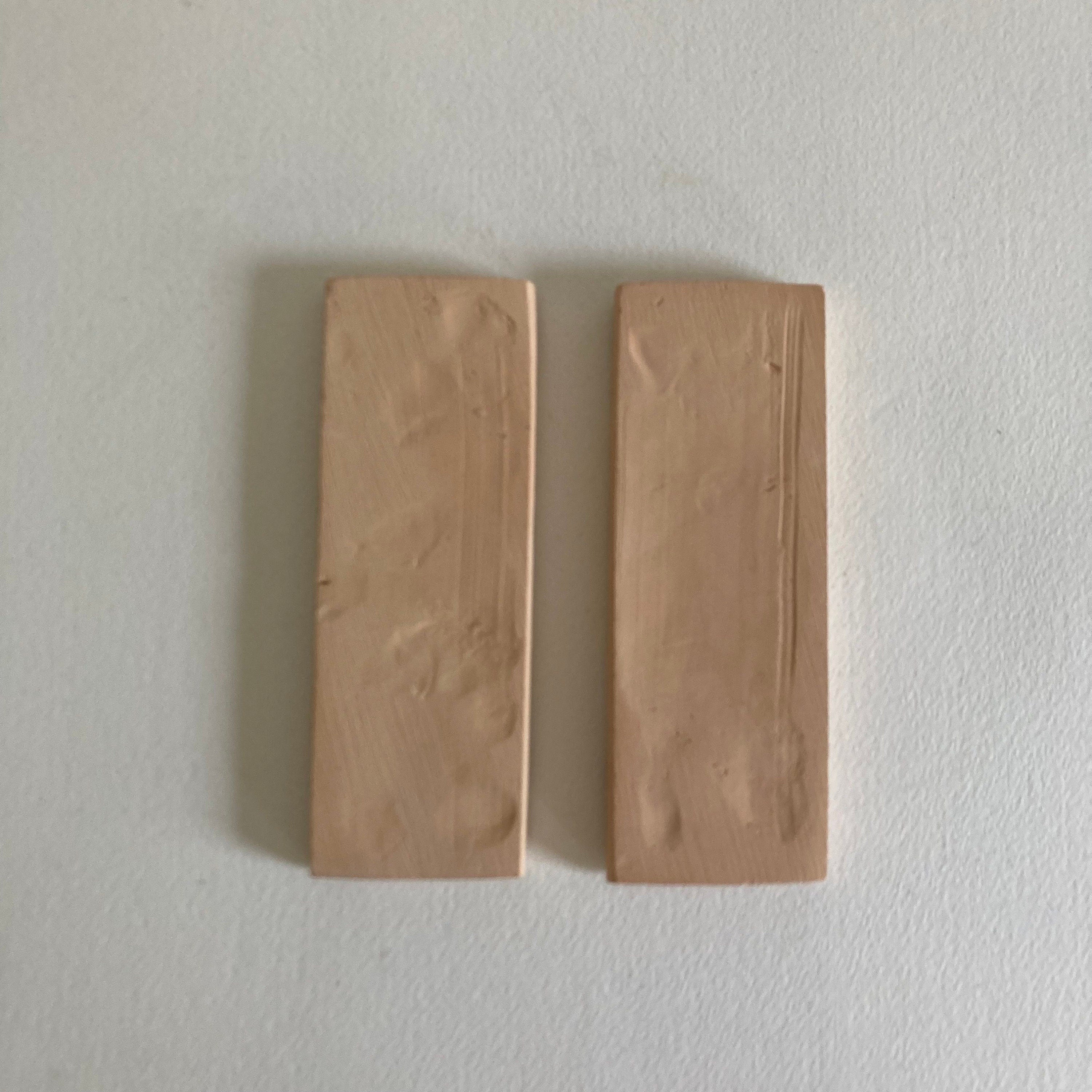 Pair of Handmade Ceramic Accent Tiles: Blue Diamond Pattern, 20th Century