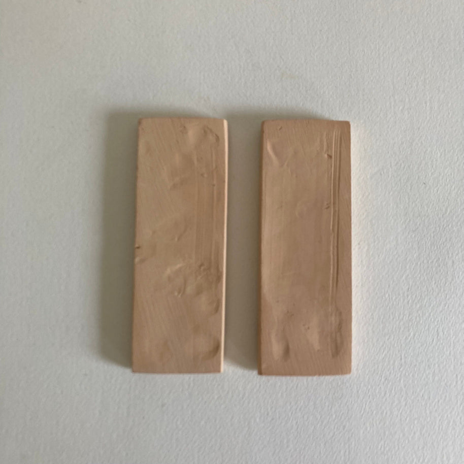 Pair of Handmade Ceramic Accent Tiles: Blue Diamond Pattern, 20th Century