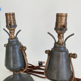 Antique Pewter Gimbal Lights: Nautical Table or Wall Sconces - Rewired