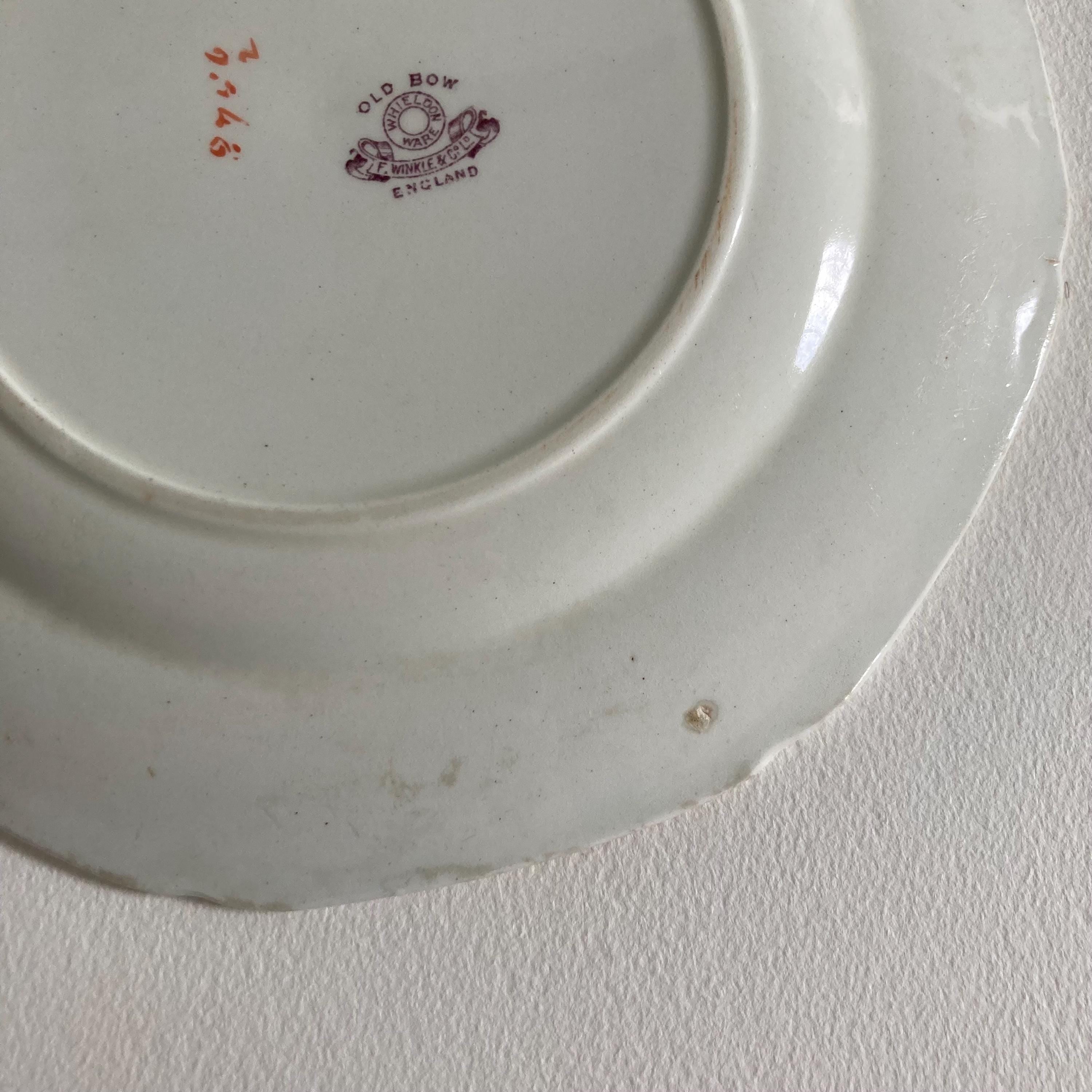 1920s Whieldon Ware Plates (Set of 3): Old Bow Bird & Floral Motif