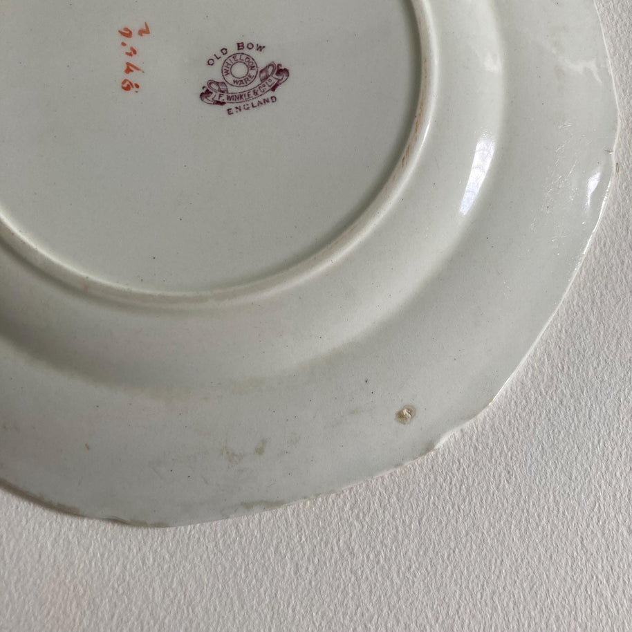 1920s Whieldon Ware Plates (Set of 3): Old Bow Bird & Floral Motif
