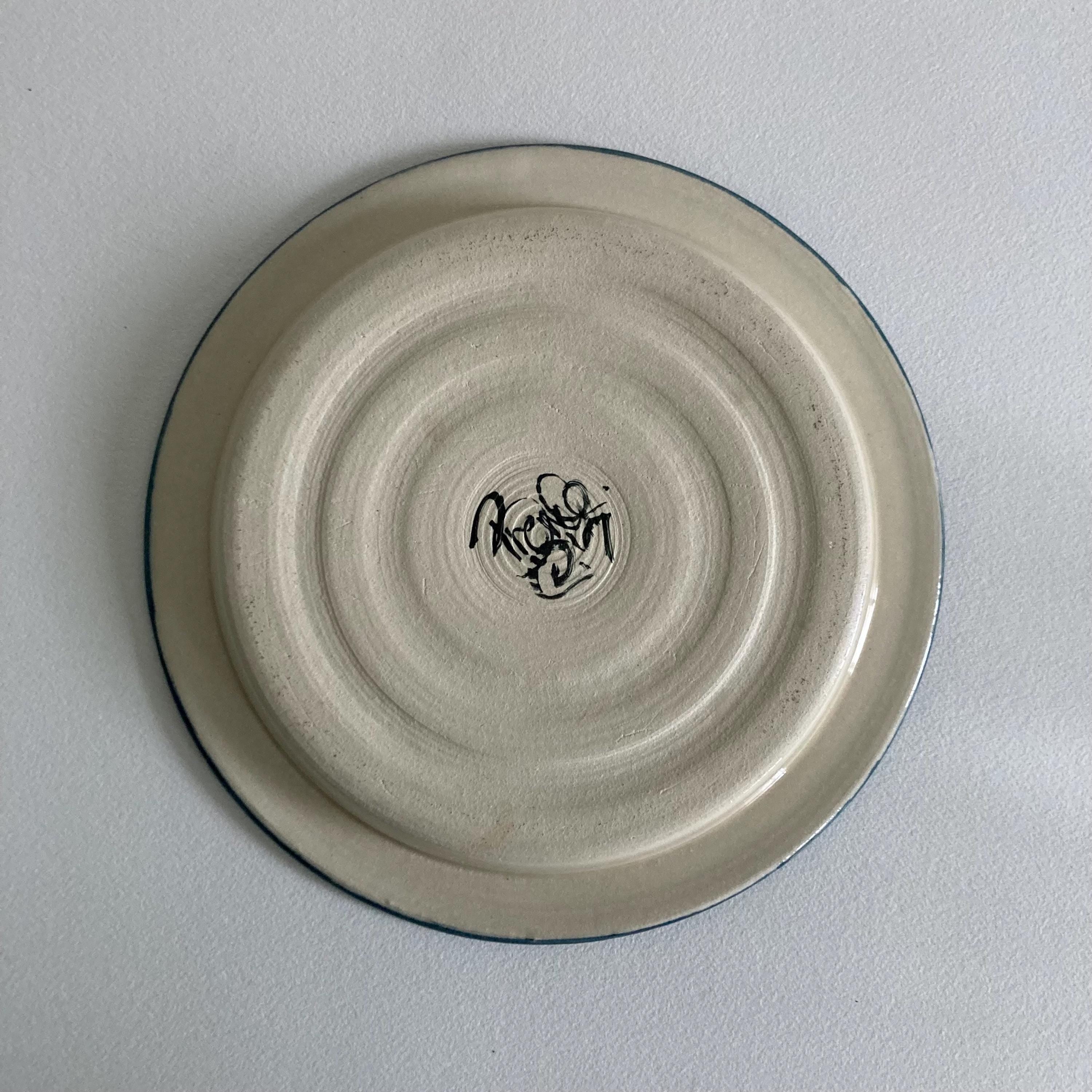 Artist Signed Ceramic Butter Dish: Abstract Mountain & Chair Design