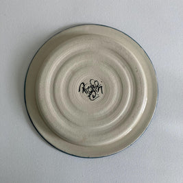 Artist Signed Ceramic Butter Dish: Abstract Mountain & Chair Design