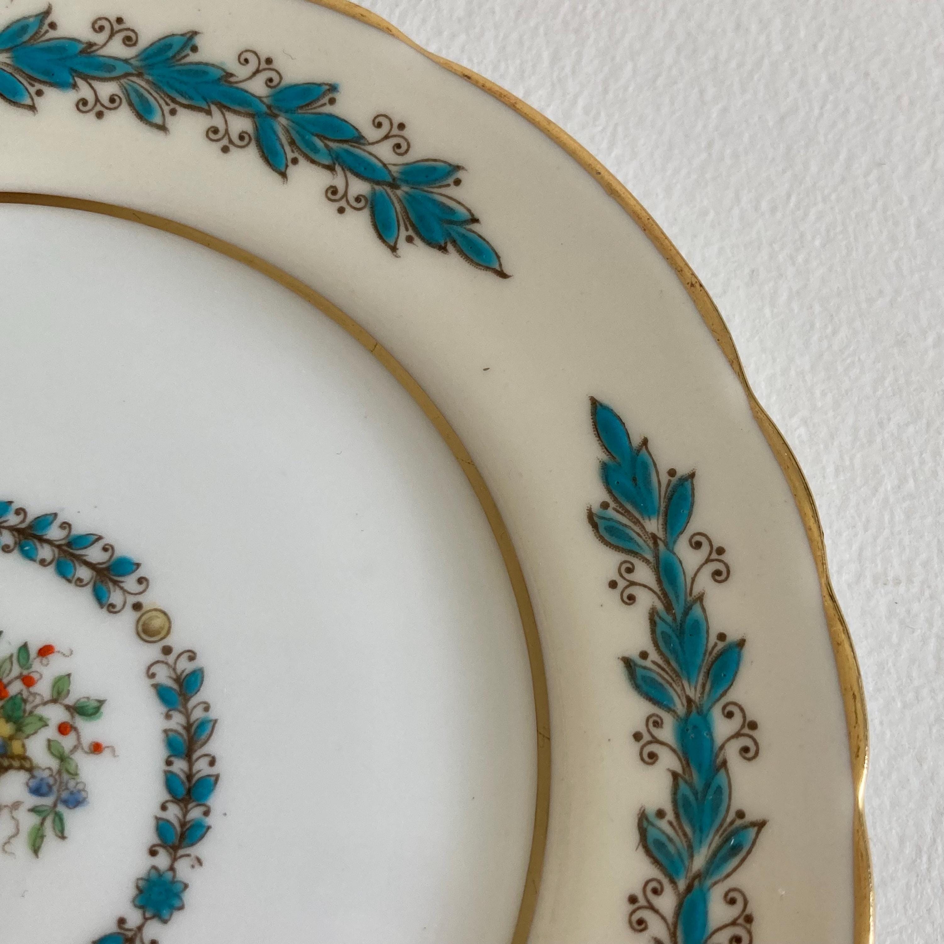Set of 2 Bread & Butter Plates - Crown Ducal Empress Pattern - Aynsley Cambridge Scalloped Pattern - Made in England - Decorative Plates