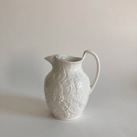 Wedgwood Creamware Pitcher: Grape Vine Motif, English Country Decor