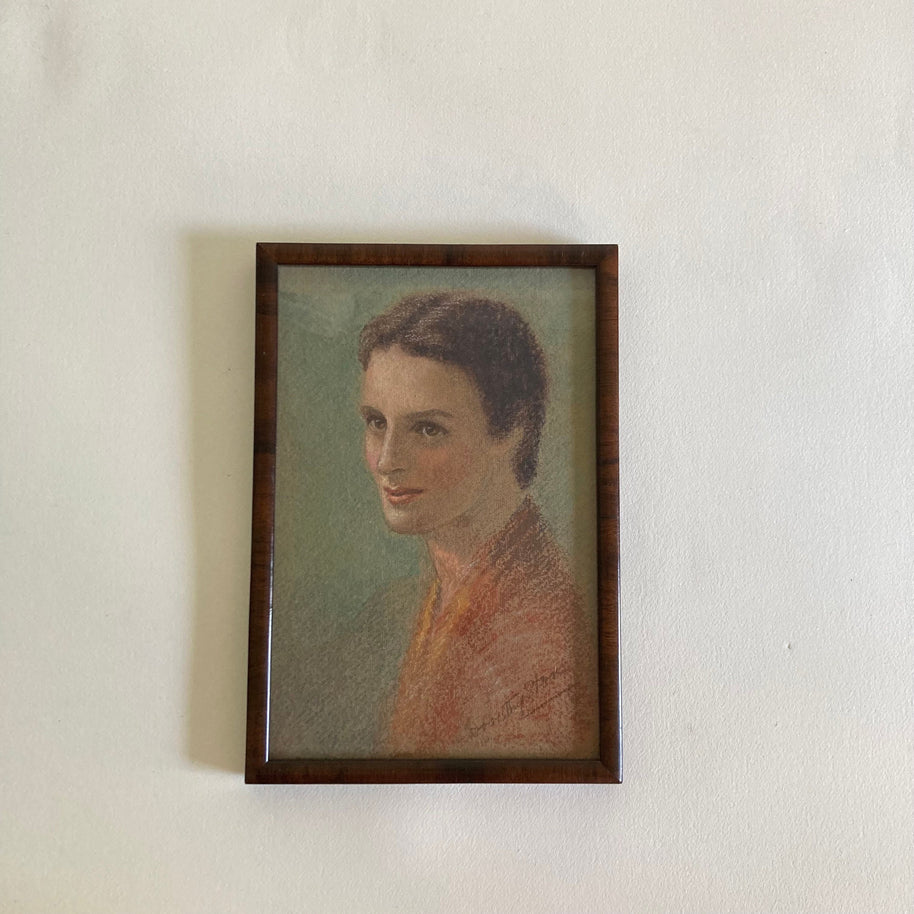 Dorothy Stone Attributed Pastel Portrait: 1930s/ 1940s Woman, Framed Art