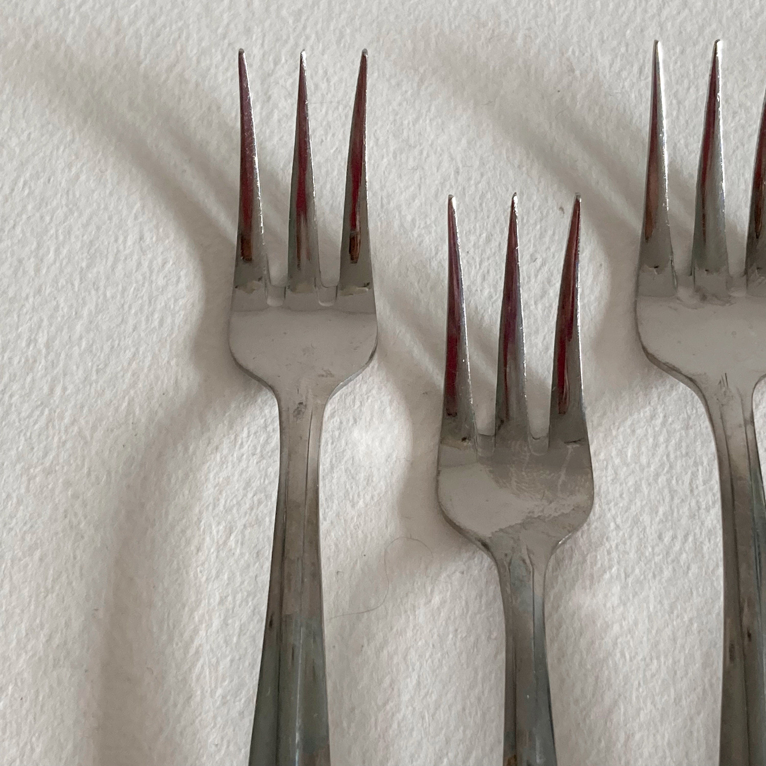 Vintage Mid Century Modern Stainless Steel Cocktail Forks - Set of 7