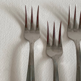 Vintage Mid Century Modern Stainless Steel Cocktail Forks - Set of 7