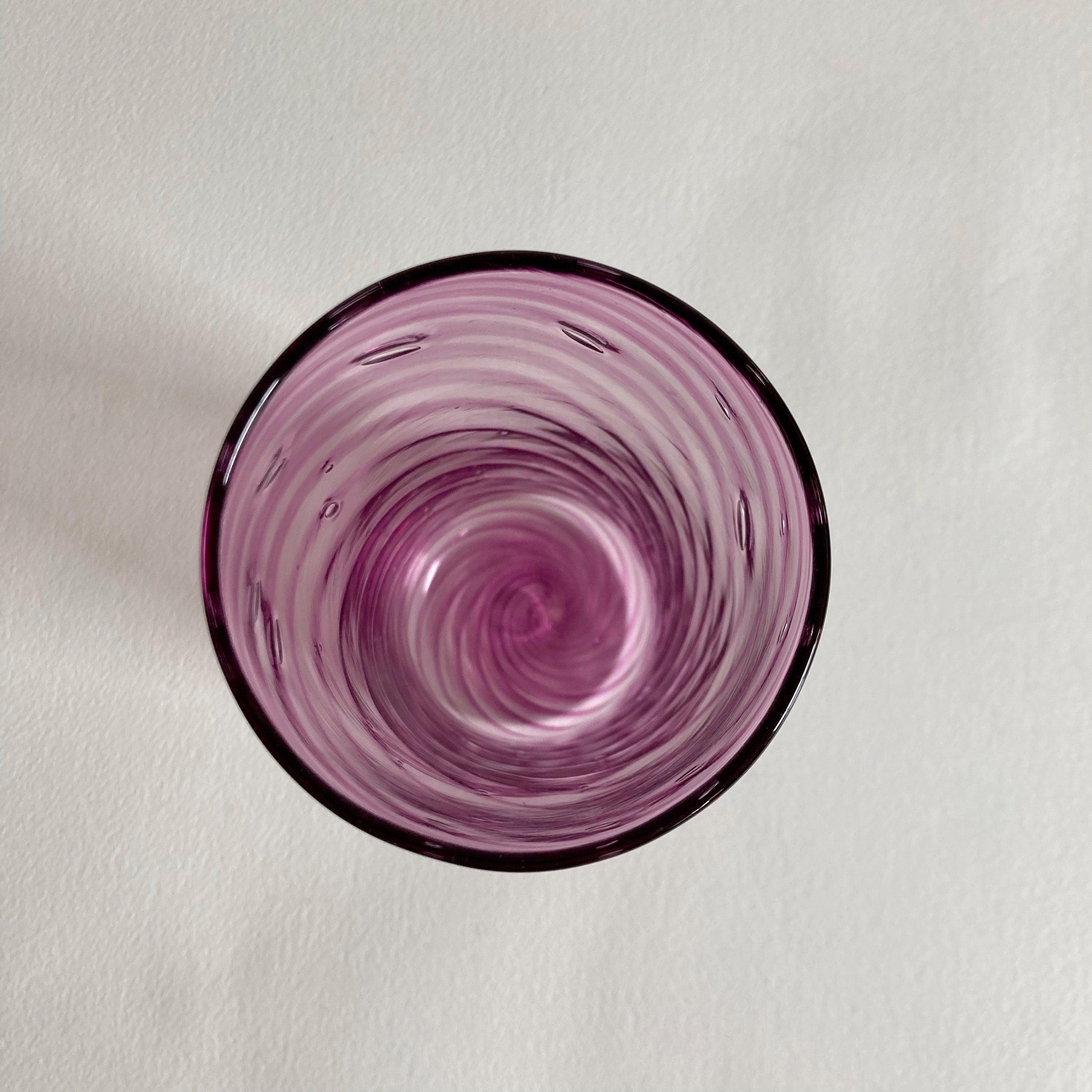 Blown Glass Vase: Purple Swirl, Polished Pontil - Modernist Style