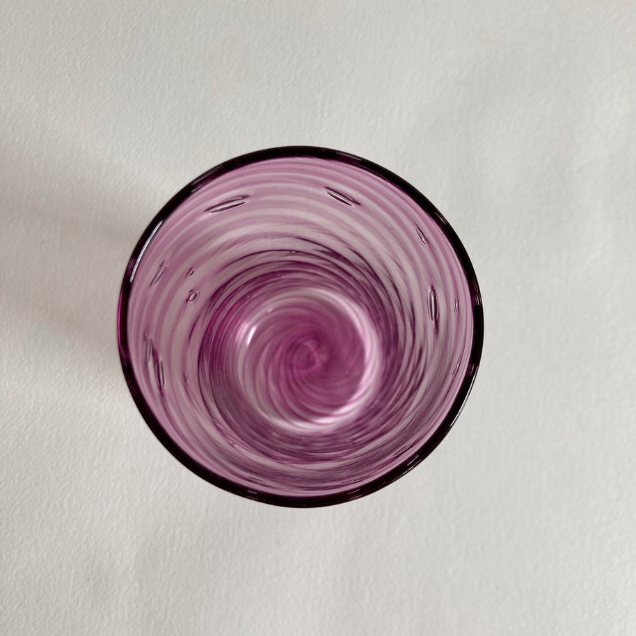 Blown Glass Vase: Purple Swirl, Polished Pontil - Modernist Style