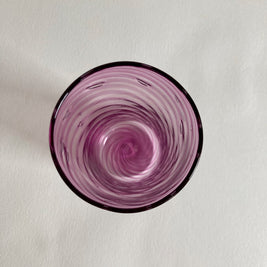 Blown Glass Vase: Purple Swirl, Polished Pontil - Modernist Style
