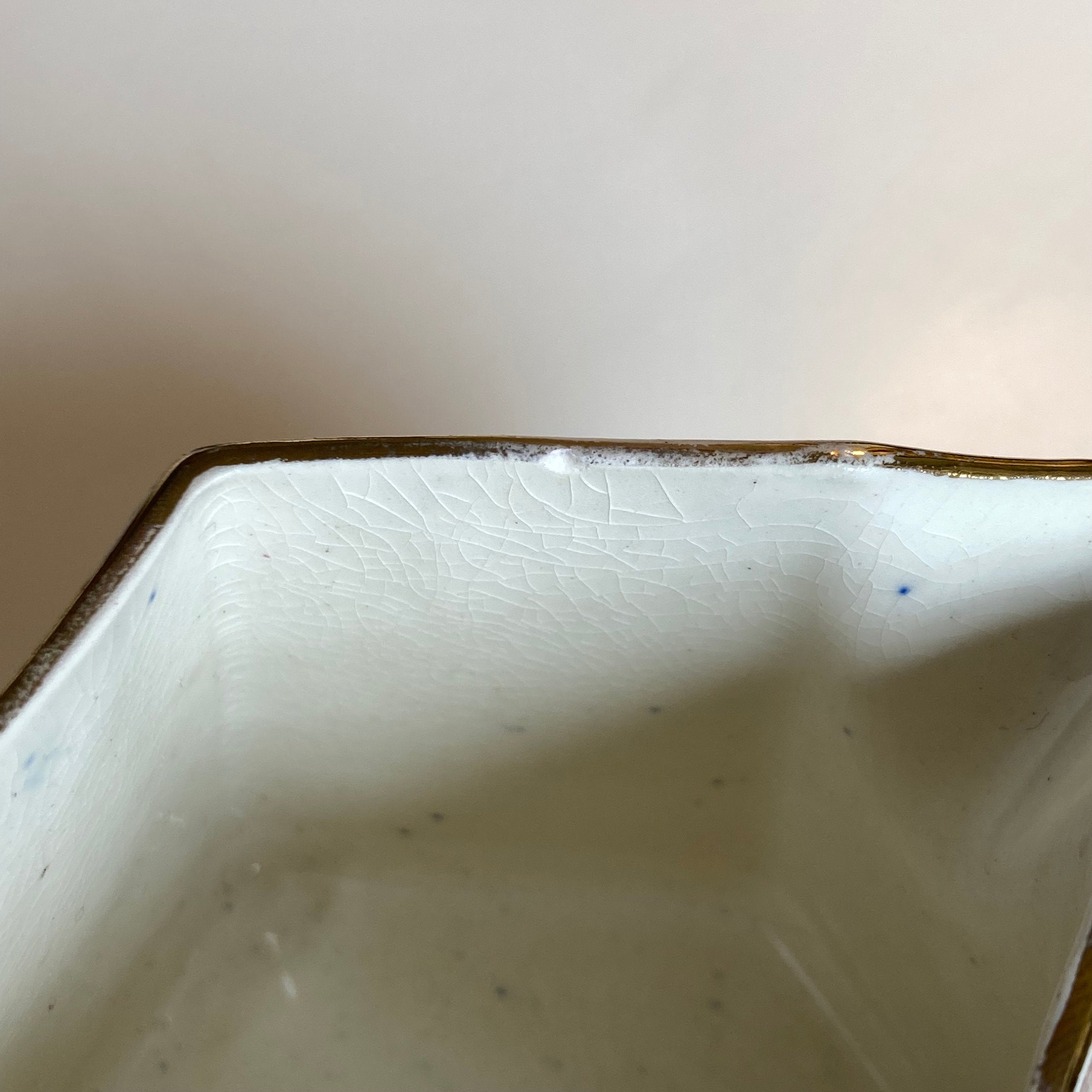 Antique Ridgways Cream & Sugar Bowl Set: Stoke on Trent Floral Cobalt Gold