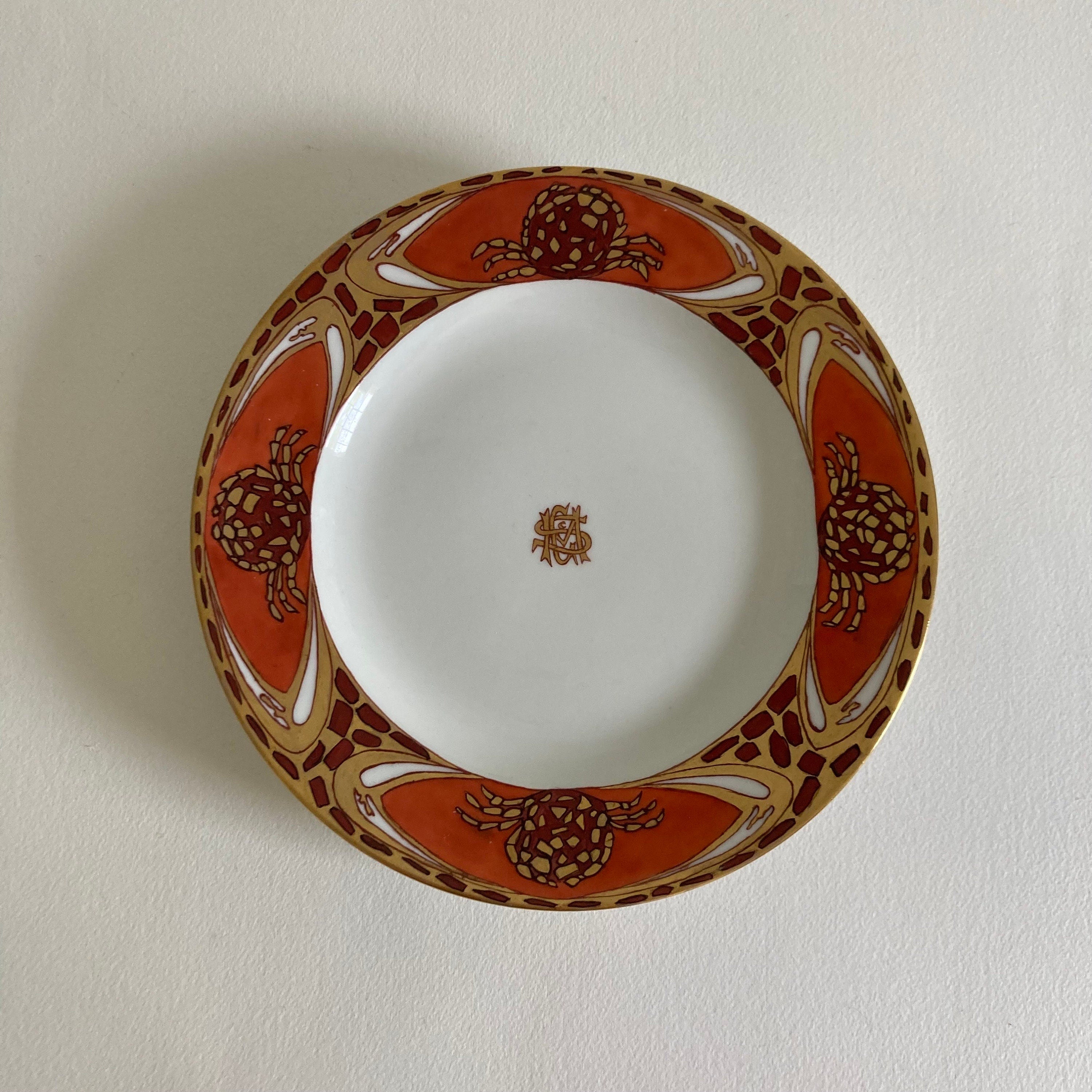 Antique Art Nouveau Aesthetic Style Theo. Haviland French Limoges Porcelain Plates: Spider Design, Set of 3