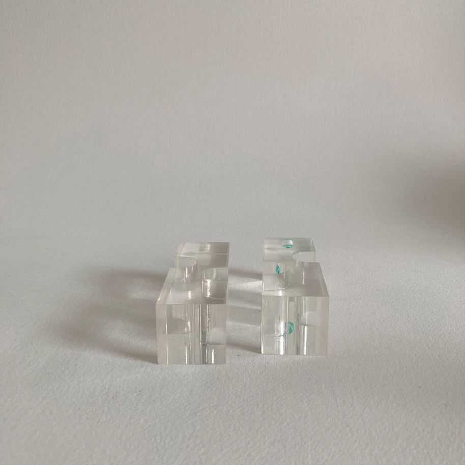 Vintage Memphis Style Acrylic Candleholders - Geometric Postmodern Set