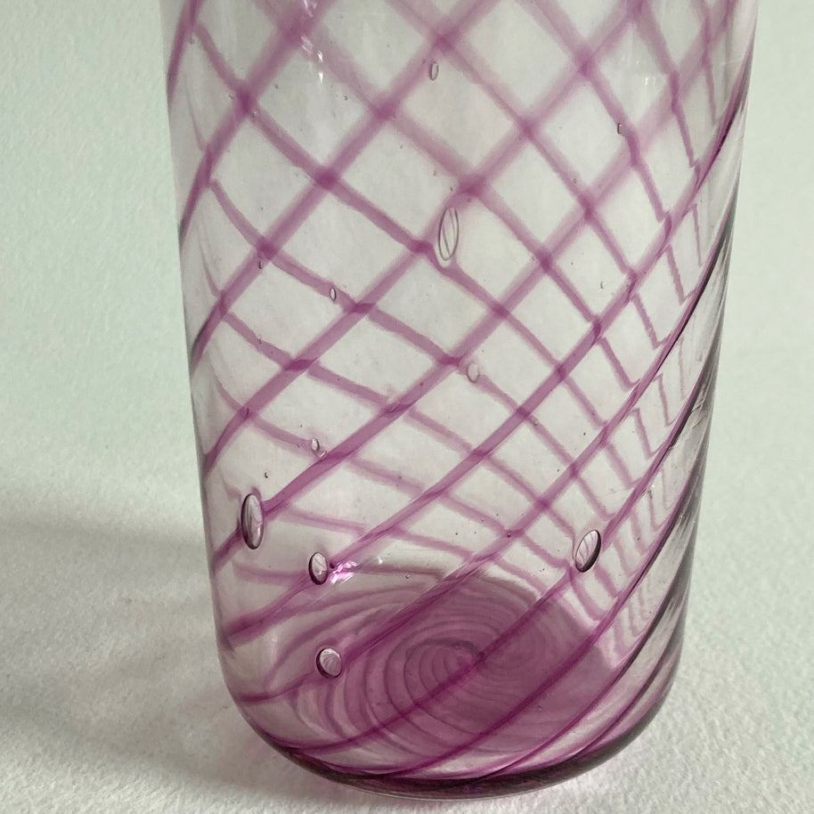 Blown Glass Vase: Purple Swirl, Polished Pontil - Modernist Style