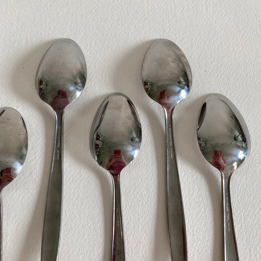 Vintage Mid Century Modern Teaspoons - Set of 7 - Japanese Stainless Steel