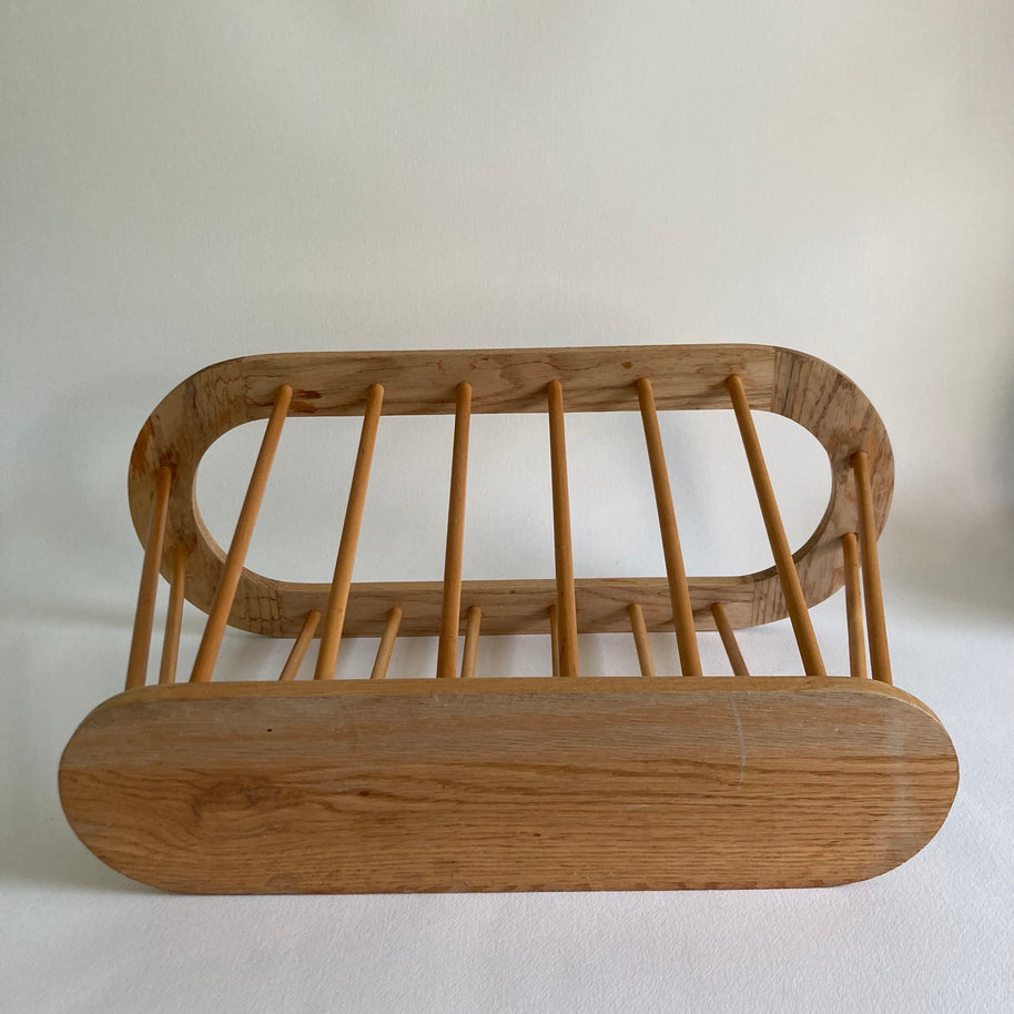 Vintage Spindle Magazine Rack - Blonde Wood Modern Design