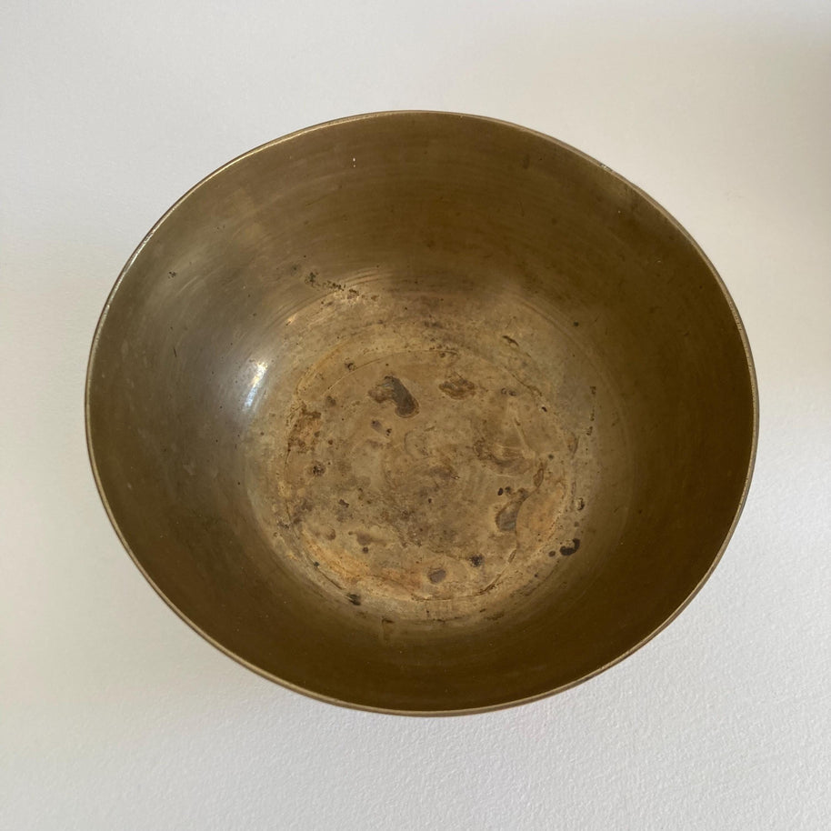 Vintage Chinese Brass Bowls - Dragon & Animal Etchings - Set of 2