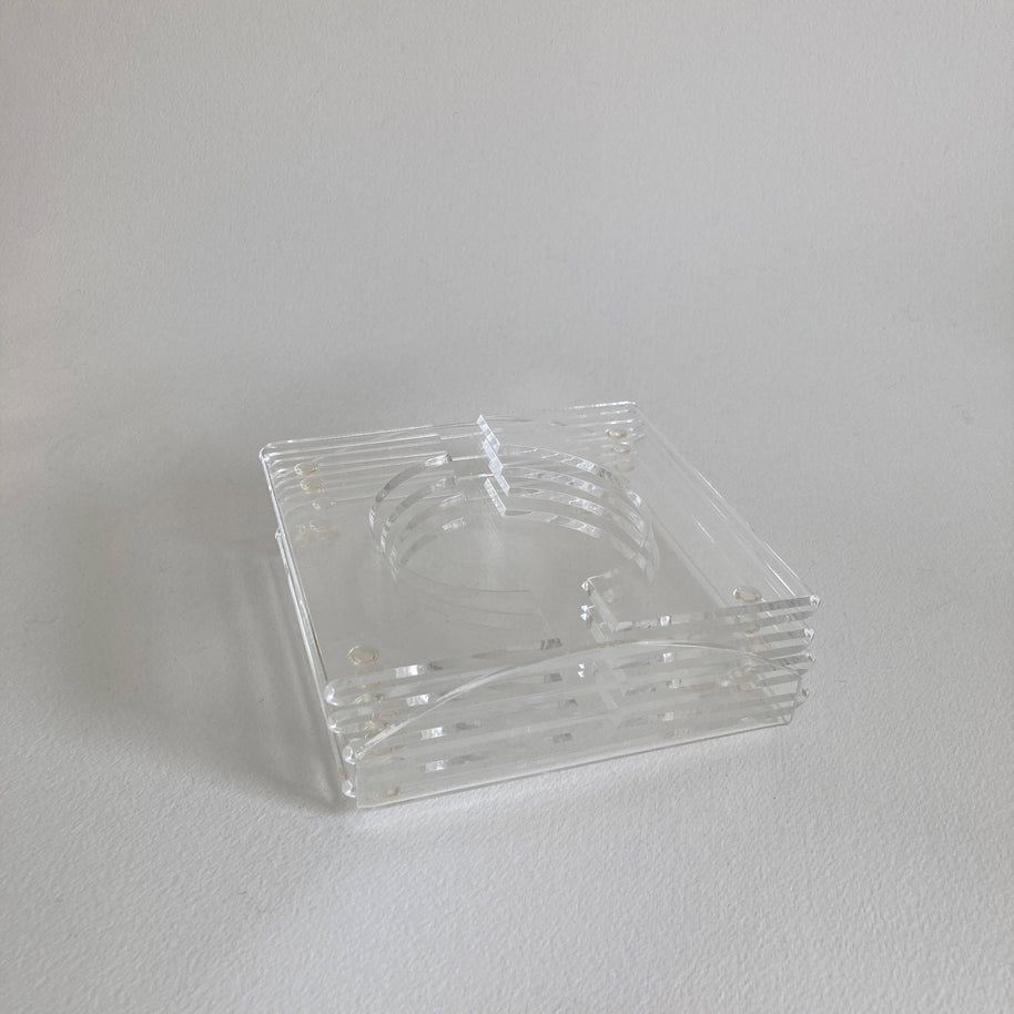 Vintage Lucite Coaster Set with Holder: 1970s Acrylic Barware